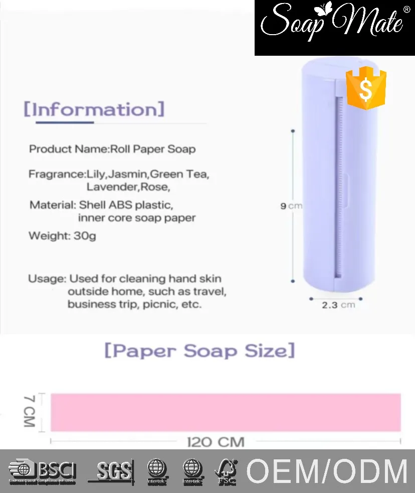 Wholesale Disposable Washing Hand Sheets Rolls Soap  paper for travel Portable  Hand Wash cleaning soap paper