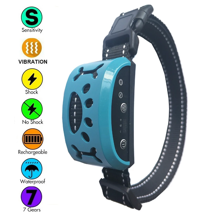 New Automatic Adjustable Vibration Beep Dog Bark Collar Waterproof Rechargeable Anti Barking Collar Dog Training Collar