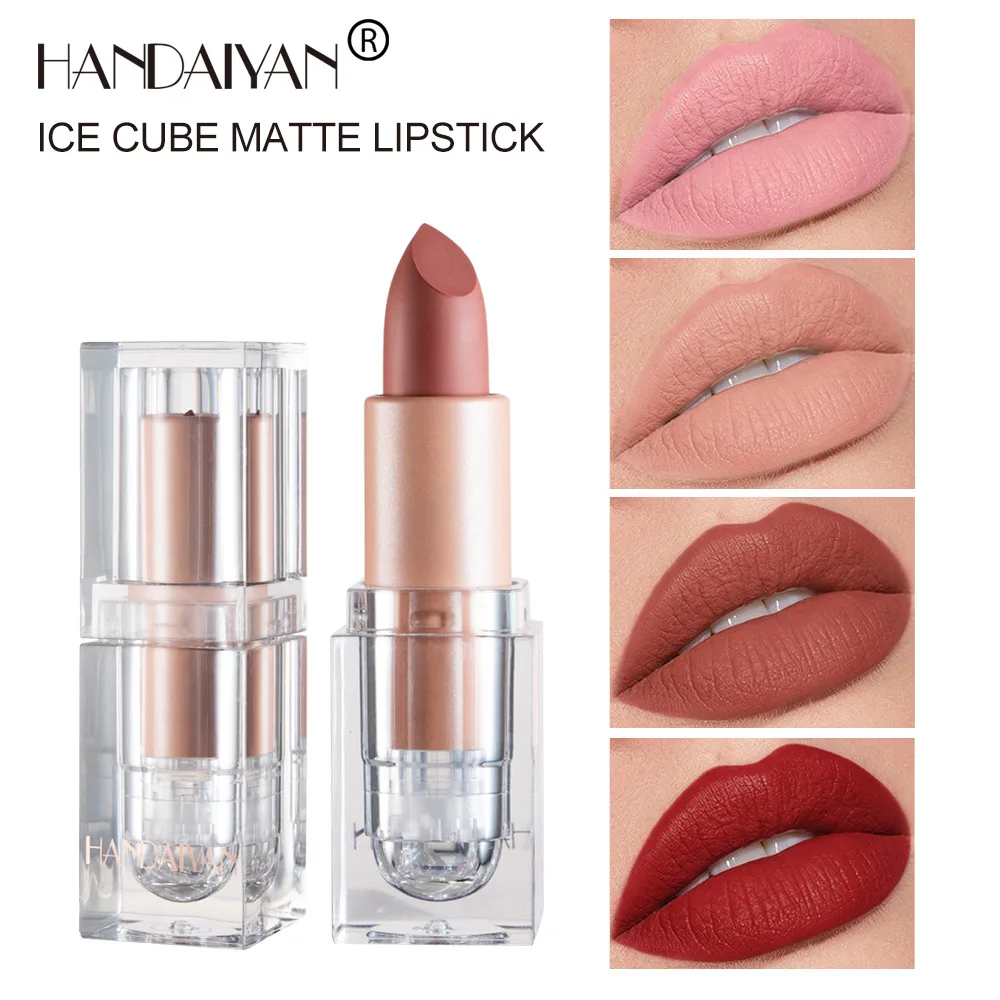 HANDAIYAN Private Label Clear Lipstick Tube 12 Color Waterproof Velvet  Lipstick Nude Vegan Matte Lipstick