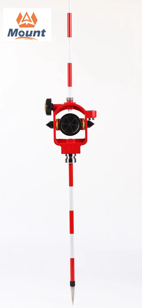 ADS106 Red Color Mini Survey Prism Set with 3 Poles Rod 0/30mm for Total Station Surveying Equipment Accessories