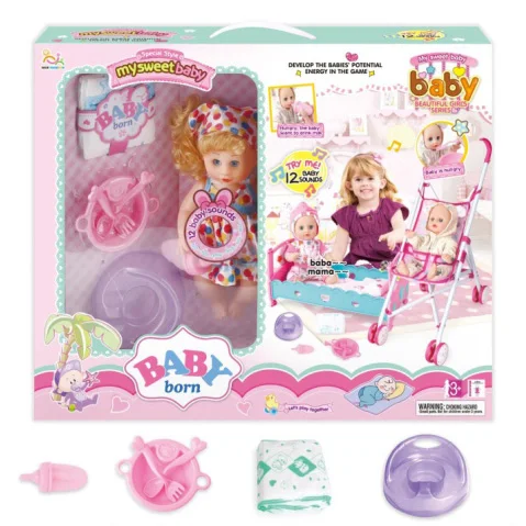 Hot Sale Girl Toy Pretend Play Bed Set Baby Doll Crib | Juguetes Baratos De China
