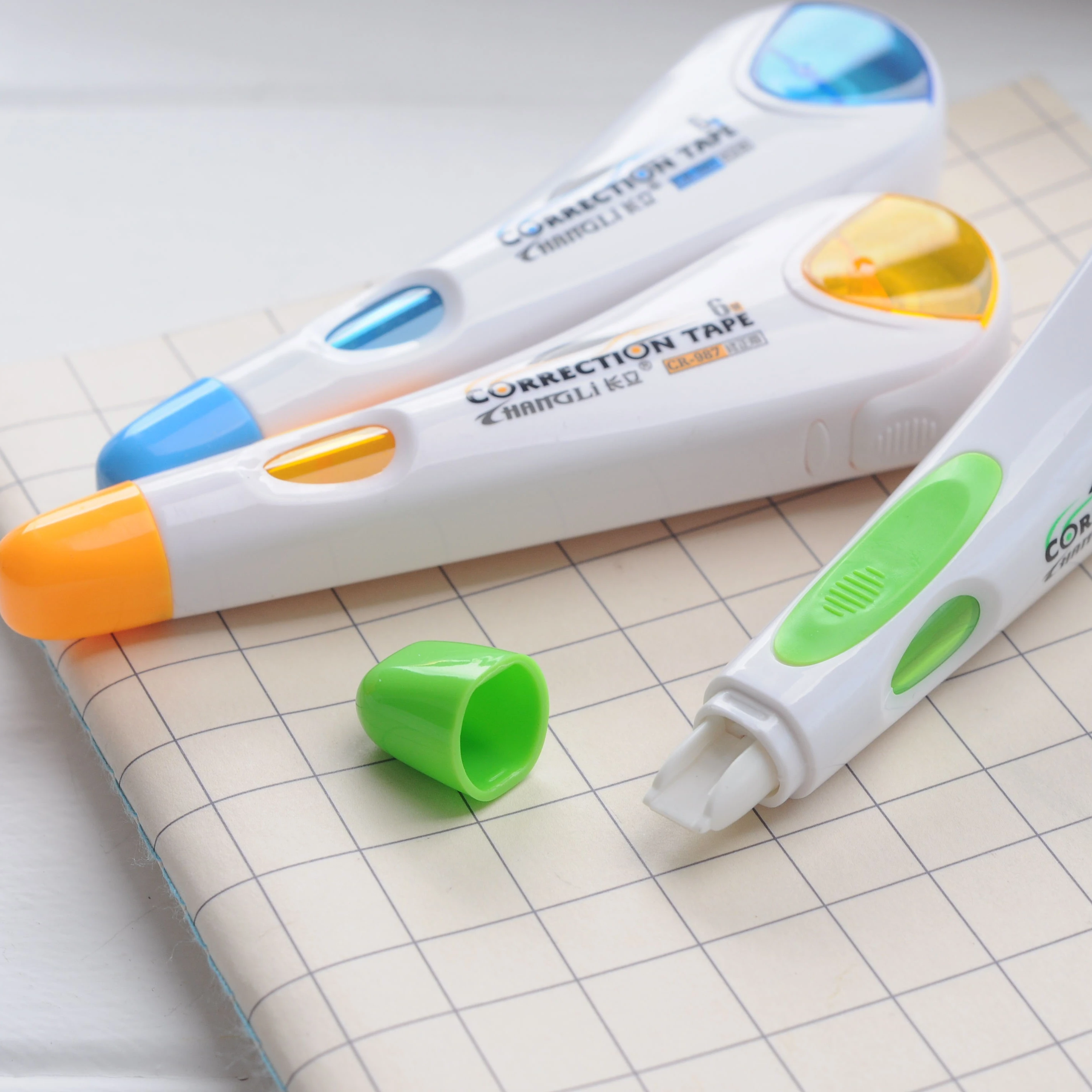 Custom student school office stationery  mini creative plastic transparent 6M white out  correction tape pen