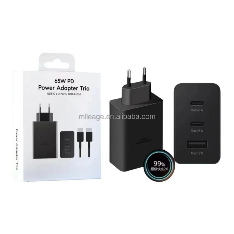 hot sell PD 3 Ports Adapter EP-T6530 Super Fast Charging US EU plug 65W fast charger Wall adapter for Samsung S24 S22 S23 Ultra