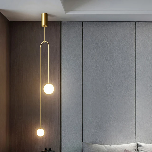 Home Lighting Indoor G4 Classic Glass ball Champagne Gold Modern Crystal Curved Designs Bedroom Kitchen Pendant Lamp