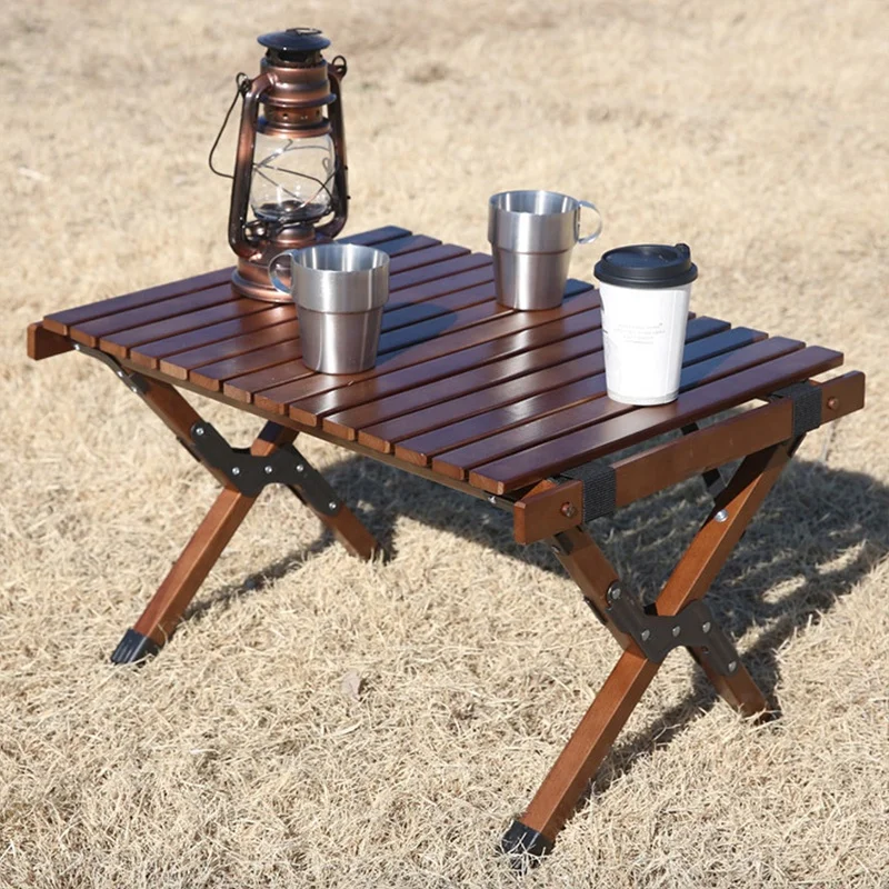 Motion Camping Solid Wood Roll Table 600 Black Beech Wood Folding Picnic Table Bag Included
