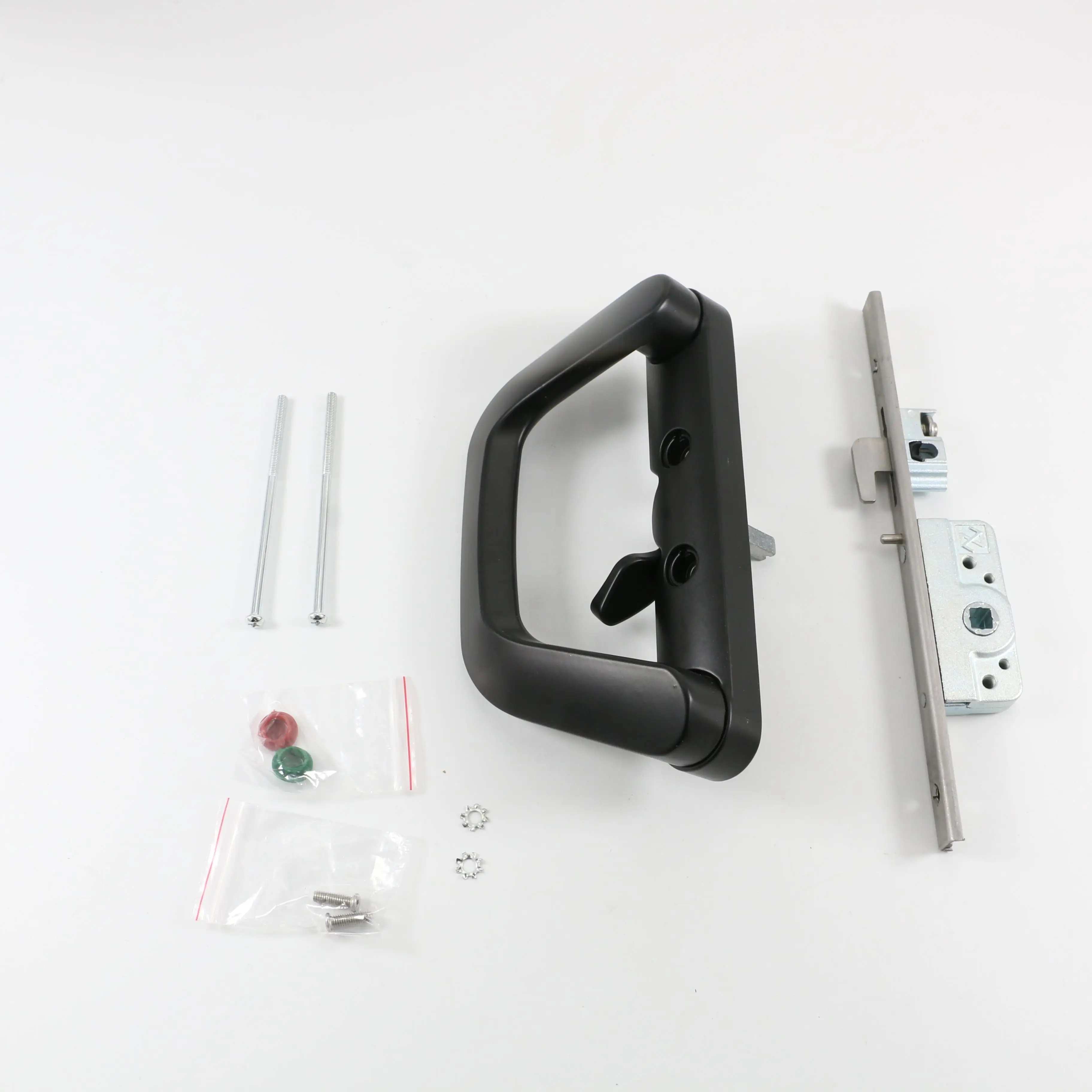 Black Balcony Single Side Aluminum and Zinc Alloy  Sliding Door Locks Handle Lever Set