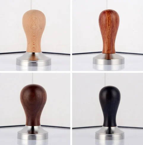 Coffee powder hammer stainless steel adjustable universal powder hammer solid wood handle coffee shop powder tool