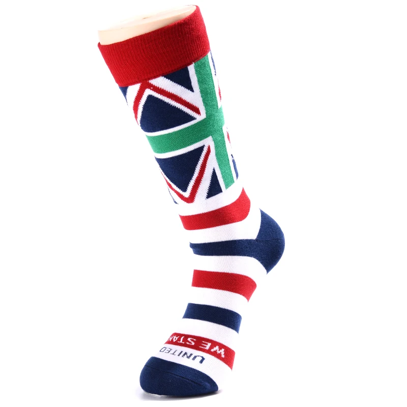 2021 New Design Casual Cotton Spandex Colorful New High Quality UK flag Design Unisex Youth Socks