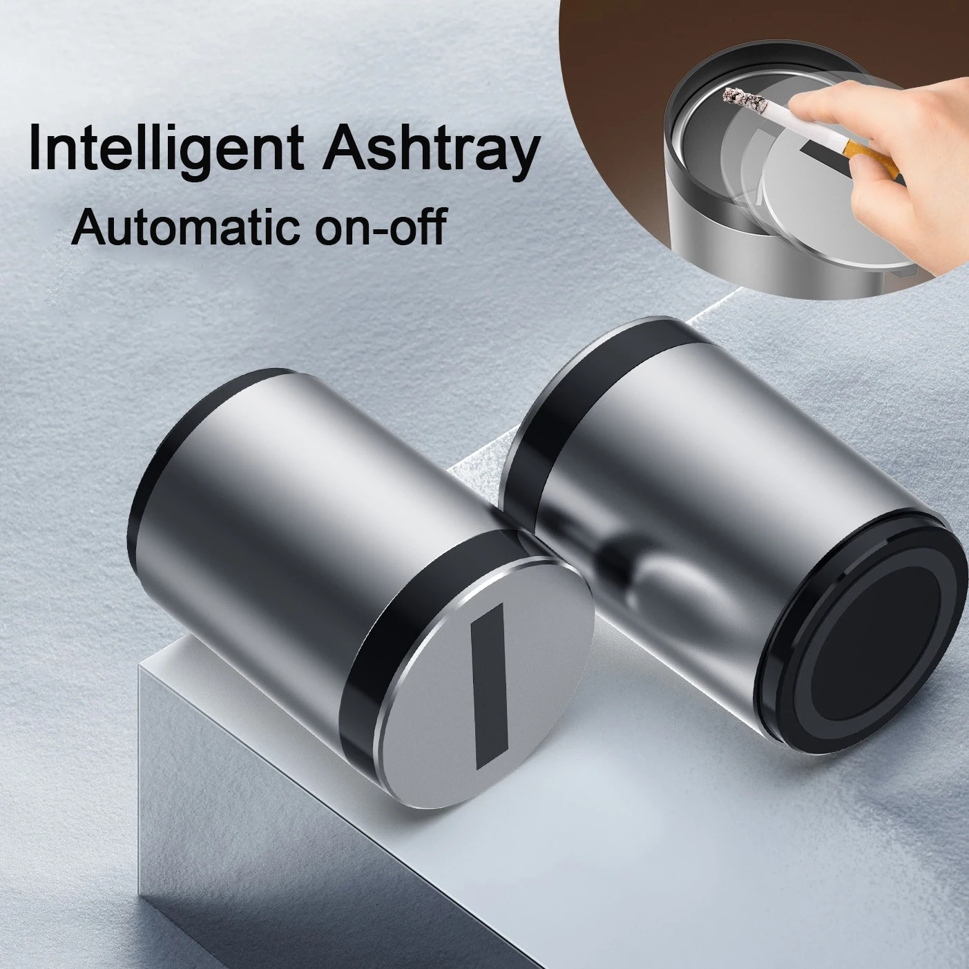 Intelligent aluminum  ashtray for car  that opens and closes automatically