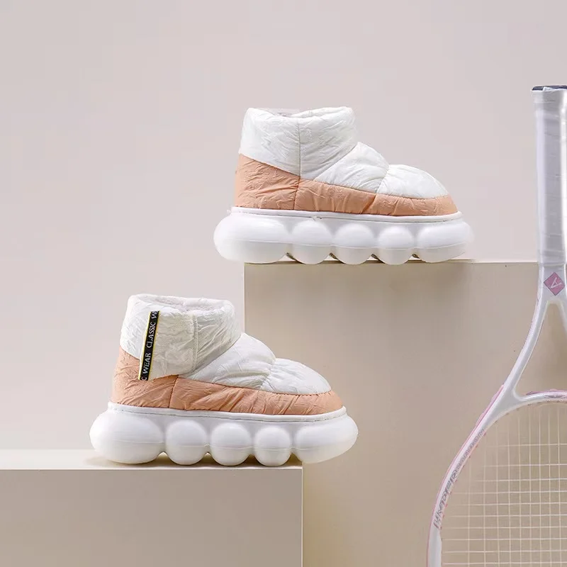 Wholesale Men Women Winter Indoor Slippers Down Cloth High Top Warm House Fashion Fur Slippers Outdoor Warm Cotton Boots