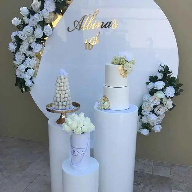 VONVIK Round Acrylic Backdrop White Acrylic Wedding Board Wall