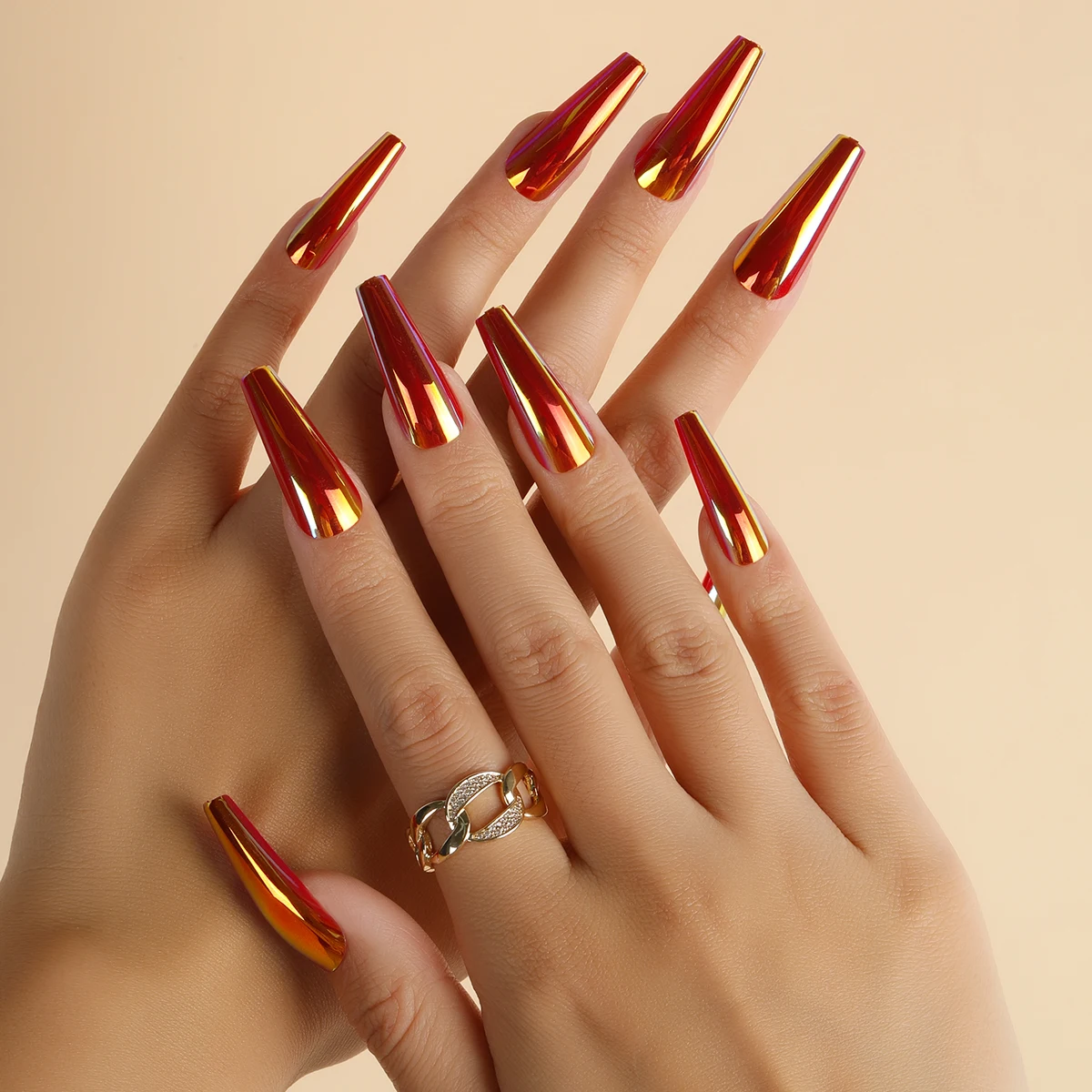 Custom private label french style designer nails wholesale sunset orange color press on nail