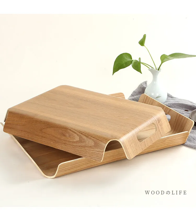 Wholesale Custom Acacia Wooden Bread Plate Rectangular Japanese Cake Display Tray Attractive Pattern Baking Shops Steak Display