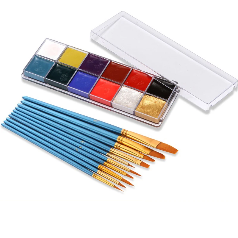 Own brand makeup face and body paint private label Halloween party 12 color face body painting body paint