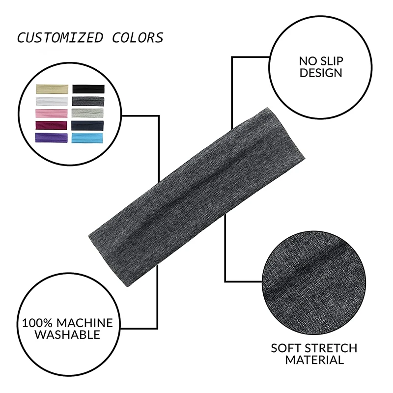 Stretch Headbands Non-Slip Head Wraps Great for Sports Yoga Pilates Running Gym Workouts Baseball Casual Wear
