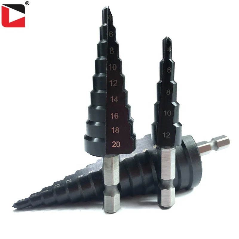 HSS M35 TiAlN coating 4-12/4-20/4-32mm hex shank hss step drill bit for stainless steel