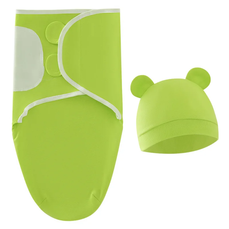 Set of 2 100% Cotton Baby Sleep Sacks  Closure Swaddle Wrap with Hat for Boys and Girls 0-6 Months for Winter