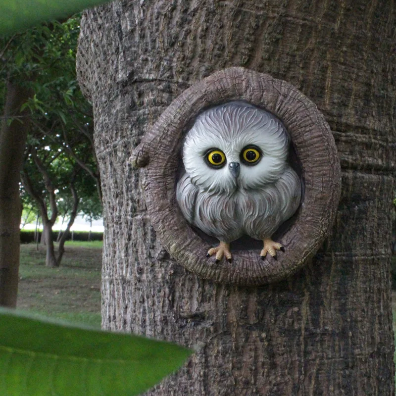 Owl Resin Garden Tree Hugger Decor Outdoor Garden Art Decoration Ornament