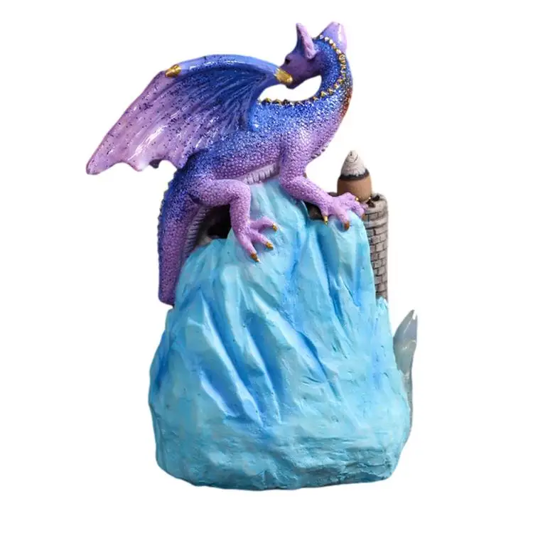 
LED resin craftsmanship exquisite gift packaging dragon backflow incense burner castle to send 10 backflow incense cones 