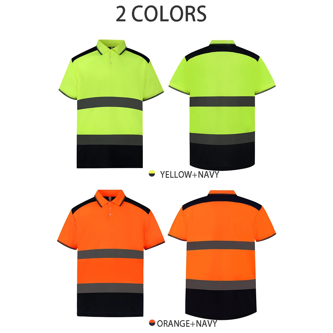 Custom Polo Shirt Security Uniform Badge Patch Reflective Stripes Two Tone Polo Shirt For Men Mesh Security Guard Staff Uniform