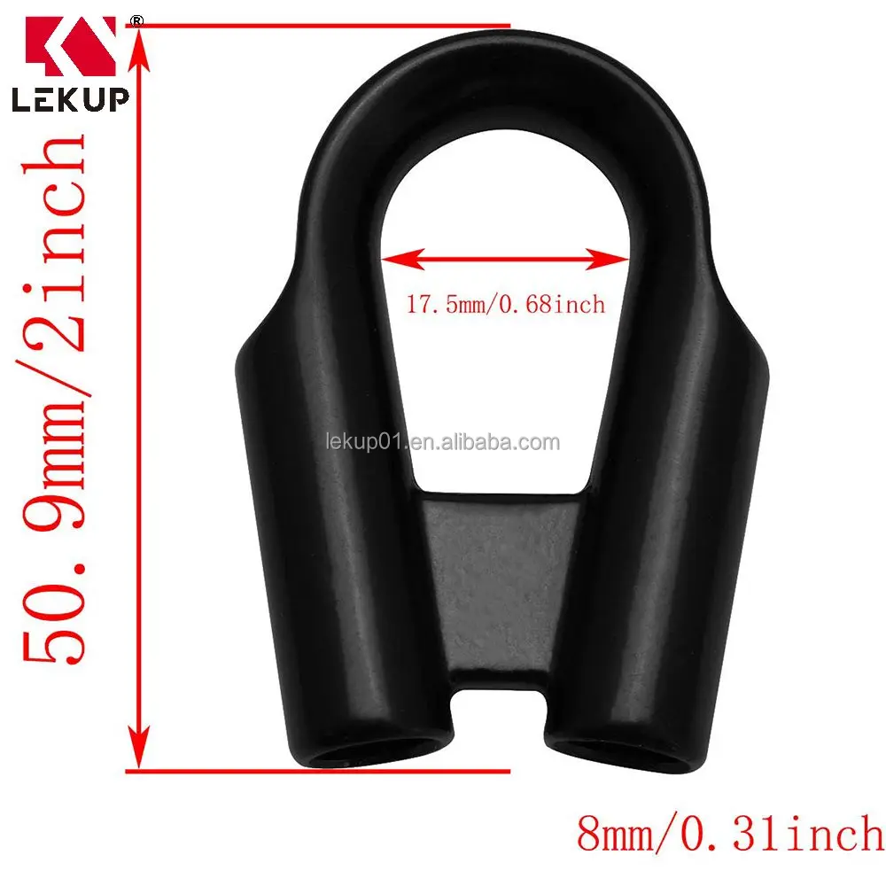 Black Stainless Steel M8 Rope Tube Thimble Collar with Gear Cable Wire Rope Clamp Thimbles Rigging Hardware