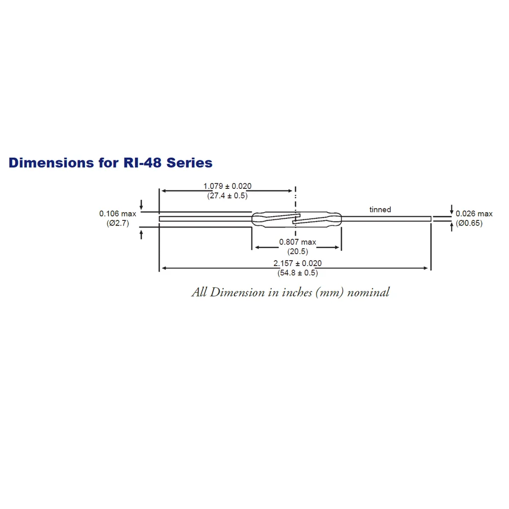 20.5mm COMUS-COTO RI-48FAA AT15-18 Micro Normally Open Dry Reed Switches Sensor With Glass Envelope
