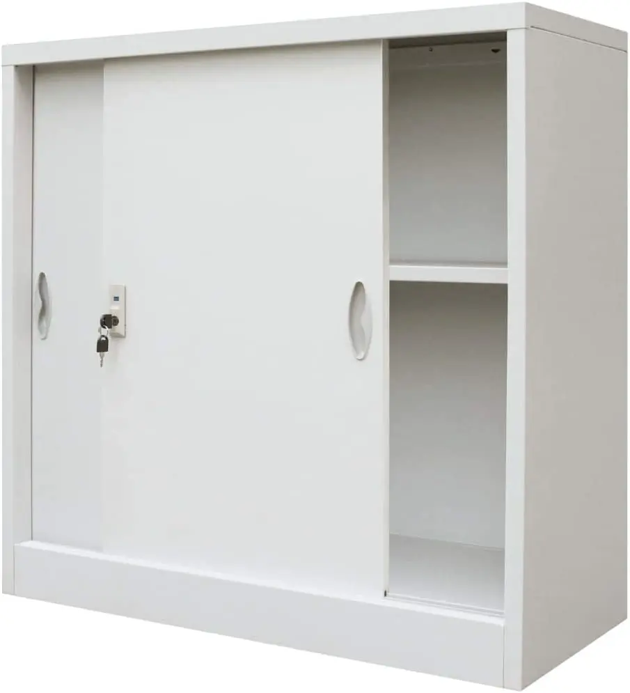 Office Cabinet with Sliding Doors Filing Sideboard Storage Cabinet with an Adjustable Shelf Easy Assembly Durable Metal Gray