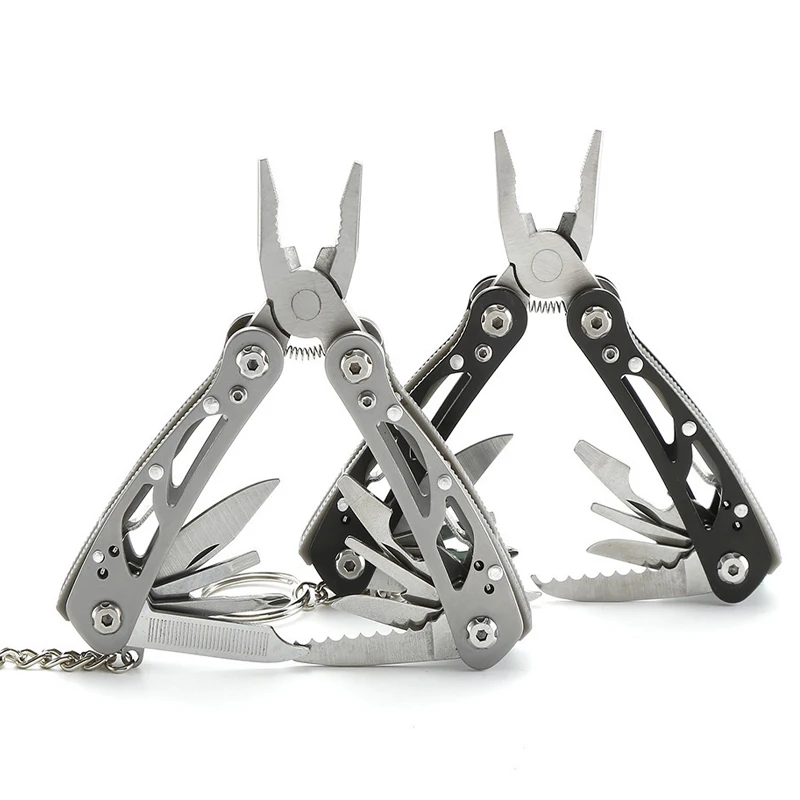 Mini Multi-Purpose Knife Pliers Outdoor Portable EDC Folding Keyring Pocket Tool Pliers
