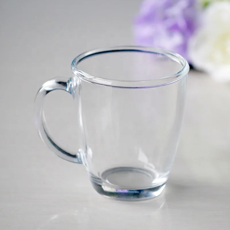 Wholesale promotion decal printing logo glass beer mugs glass cup with handle sublimation thicken glass tumbler mug