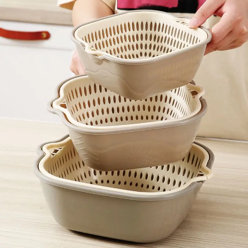 6-piece hot selling PP plastic kitchen fruit and vegetable cleaning and drainage basket strainer