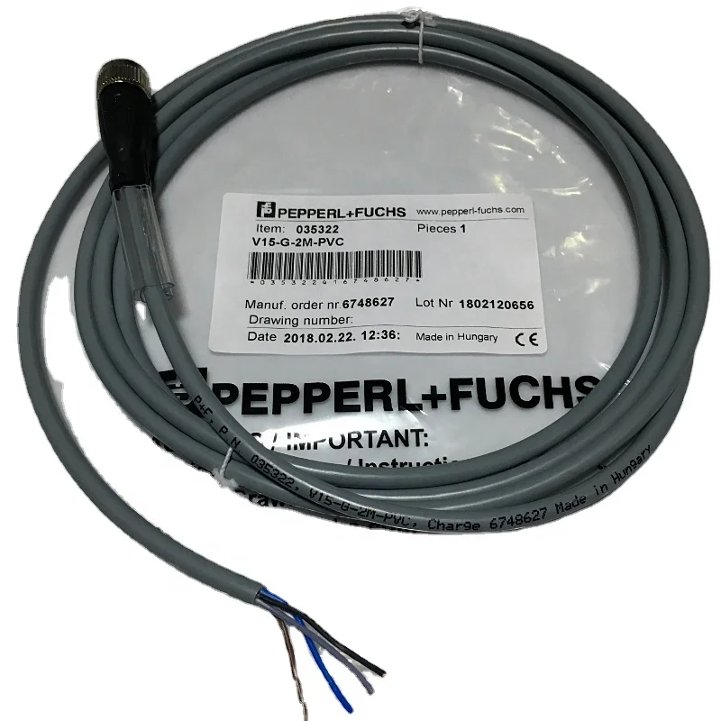 P&F Original Female cordset single-ended M12 straight A coded 5-pin PVC cable grey 2m cable V15-G-2M-PVC 035322