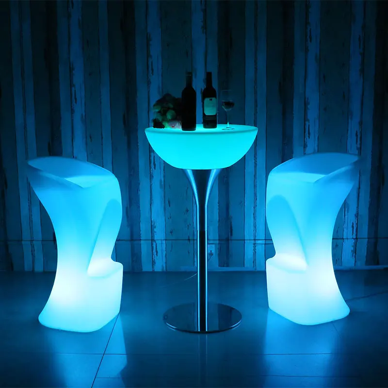 Luxury Hotel Party Led Table For Bar Waterproof Wedding Bar Glowing Bar Chair Illuminated Led Cocktail Table