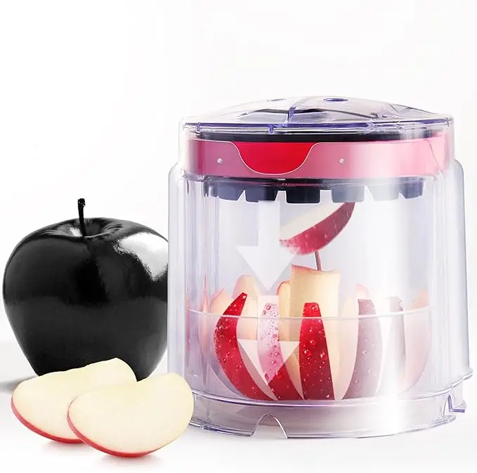 Apple Slicer 16 Slices Ultra Safety & Heavy-Duty Stainless Steel Apple Cutter Large Apple Corer with Transparent Bowl