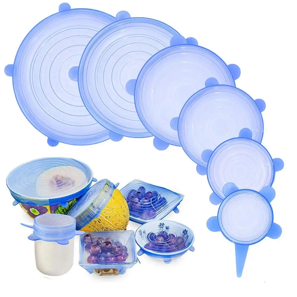 6-pack Reusable Suction Stretchable Seal Silicone Stretch Lids Set