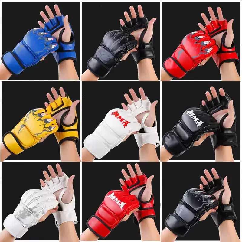 Factory cheap sale black short finger boxing gloves durable sandbag half finger gloves