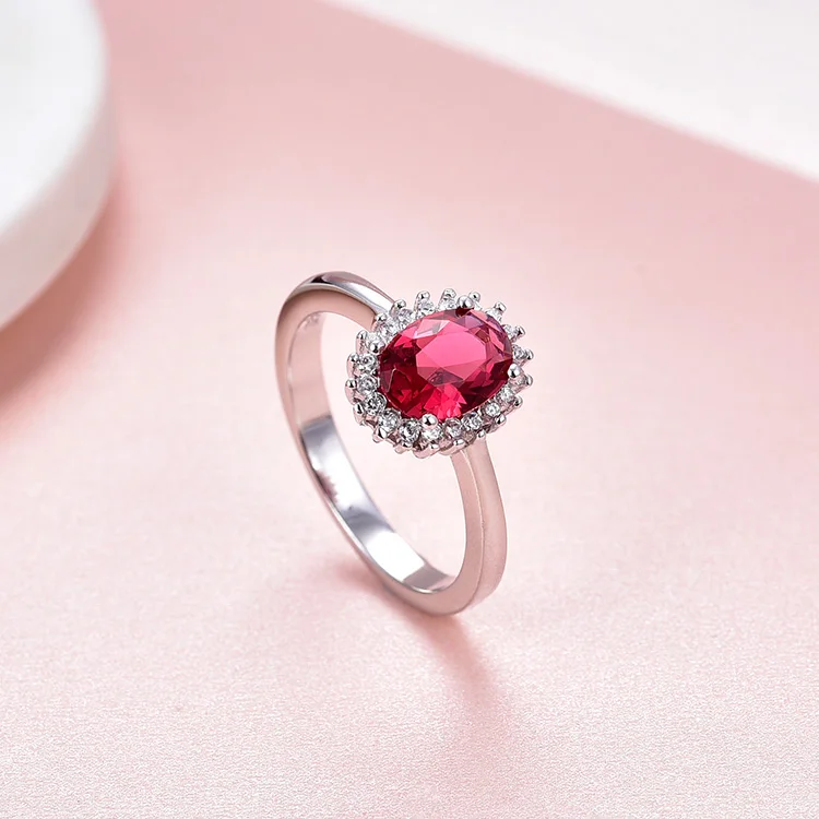 6*8mm Oval Shape Diamond Engagement Wedding Ring for Women Classic Gold Plated with Claw Setting 925 Silver Main Stone Glass