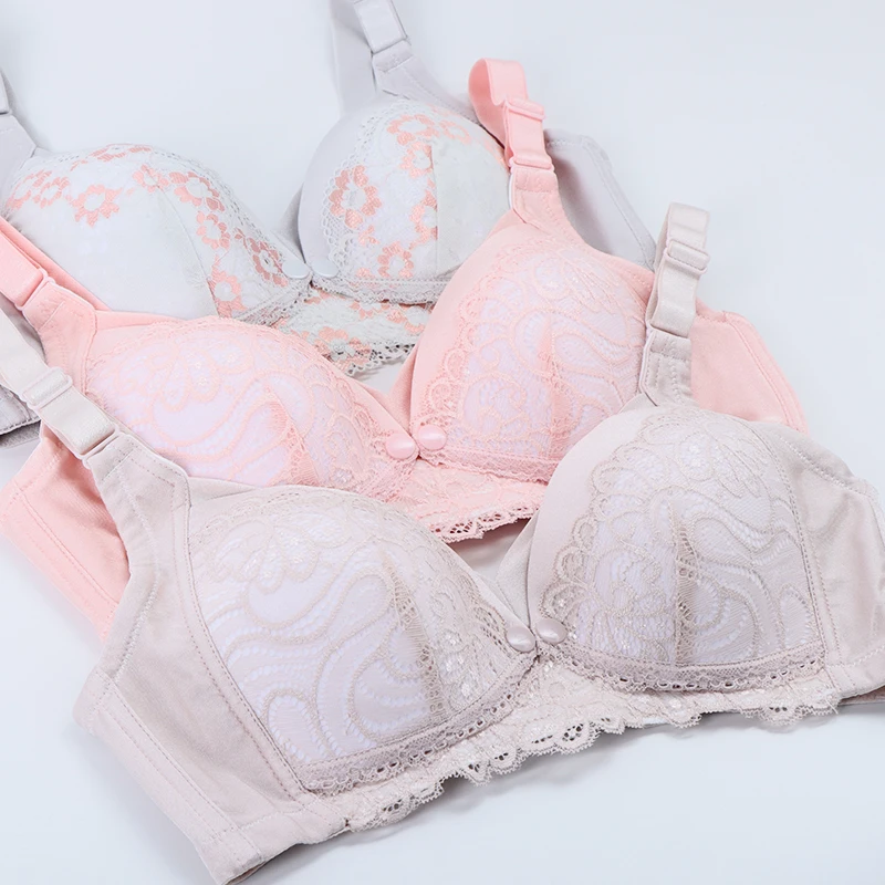 
Hot sale Maternity Bra plus size Nursing Bra breathable wire free Front Closure push up feeding Bra for Pregnant lady 