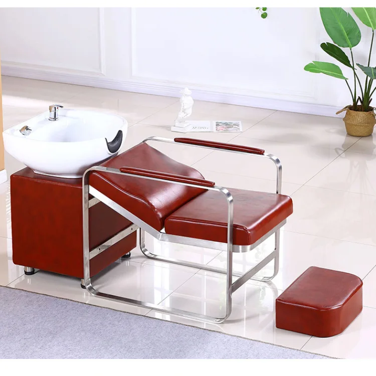 Salon Massage Chair Modern Spa Chair Shampoo Chair With Ceramic Bowl Sink