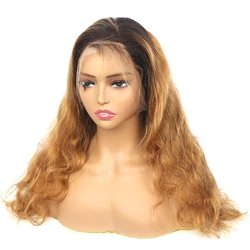 Vendors180% 250% Density 1B 27  Brown Color 13 x 4 Lace Frontal Human Hair Wig Body Waves Lace Wig Pre Plucked Lace Frontal Wigs