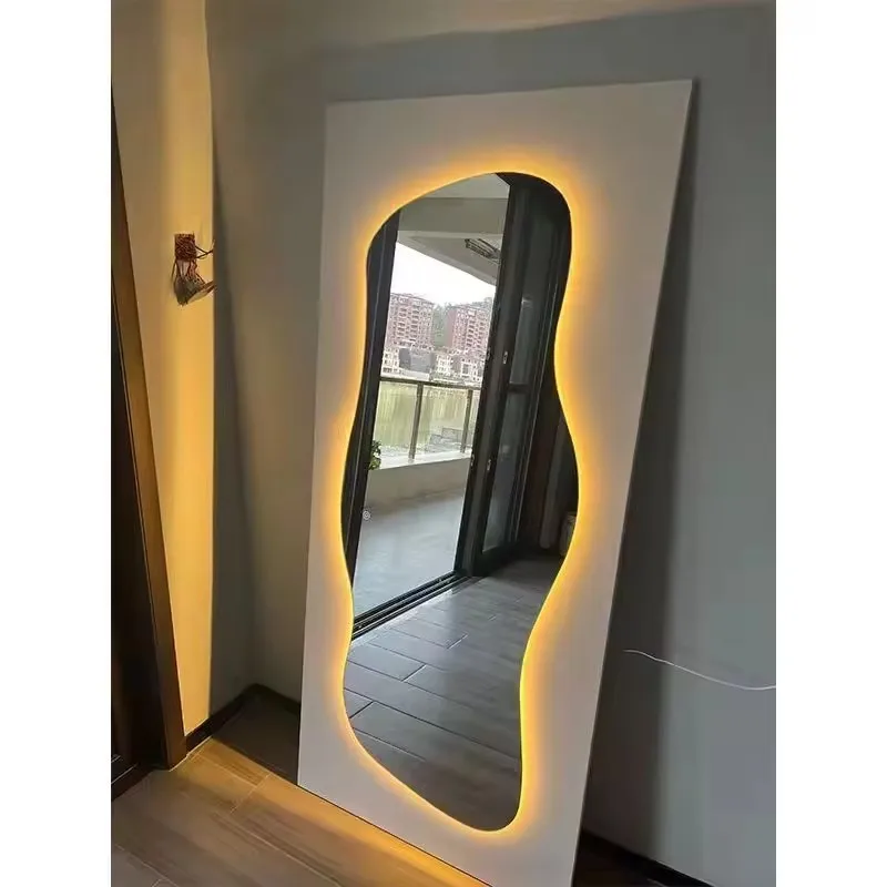 Customized LED Full-Body Dressing Mirror with Smart Touch Switch Modern Multifunctional Wall Hanging Design for Villa Bathrooms