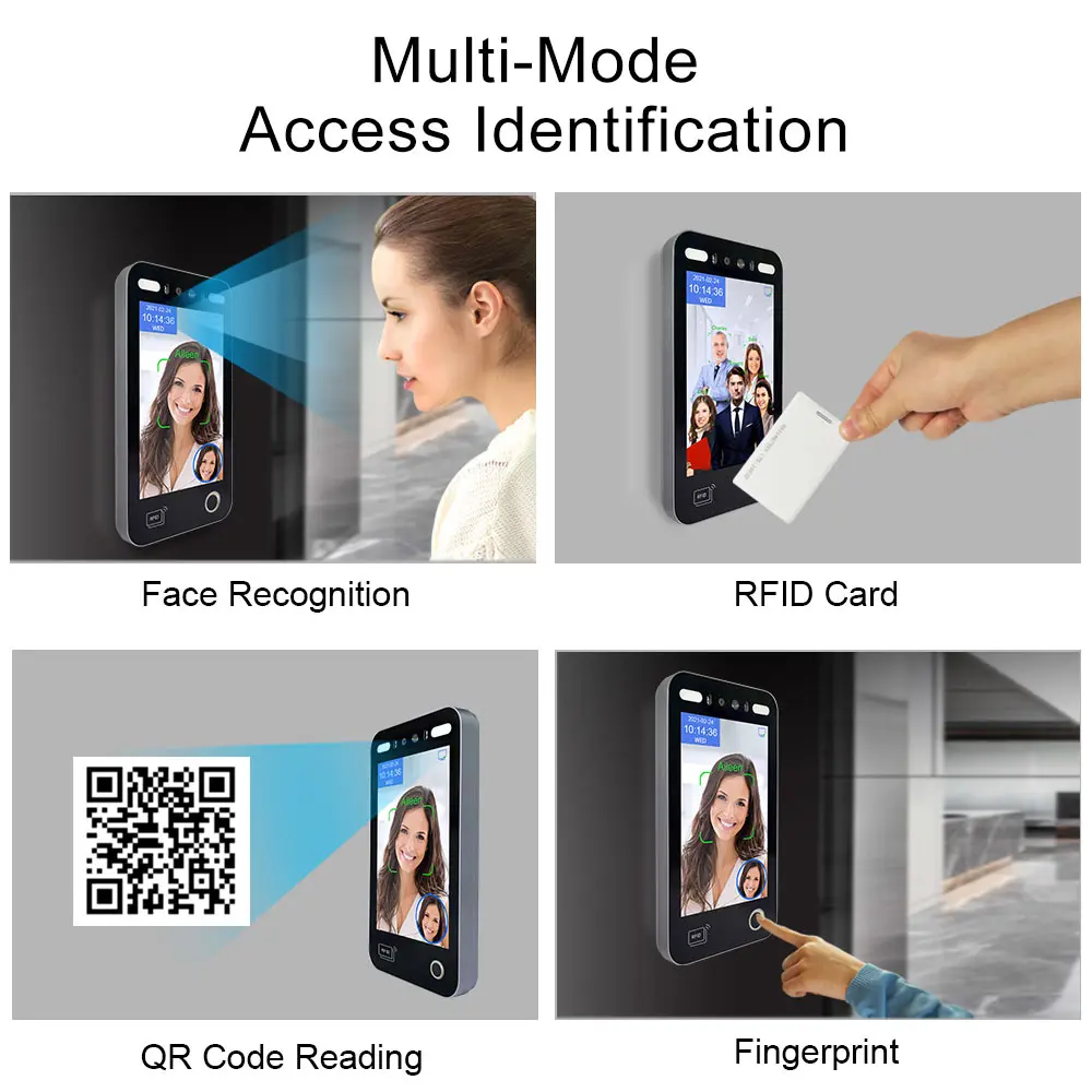 8 Inch Display Wifi Biometric Fingerprint Machine AI Face Recognition Access Control System For GYM