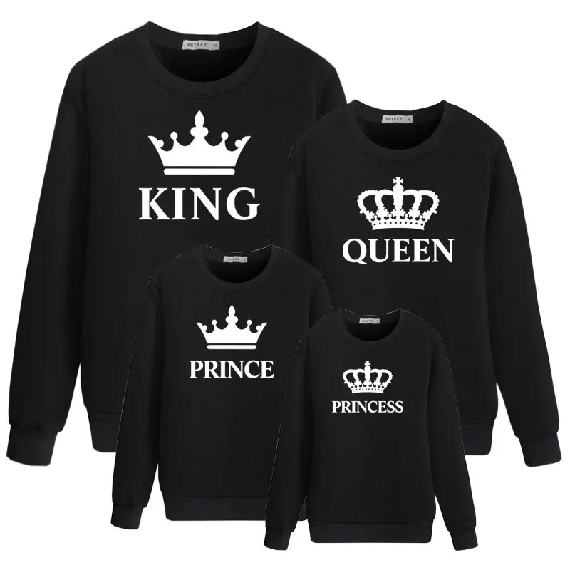 
Matching Family Clothing Outfits Long Sleeve Sweatshirt Pullover Family Matching Clothes T-shirt King and Queen Shirt Tops 