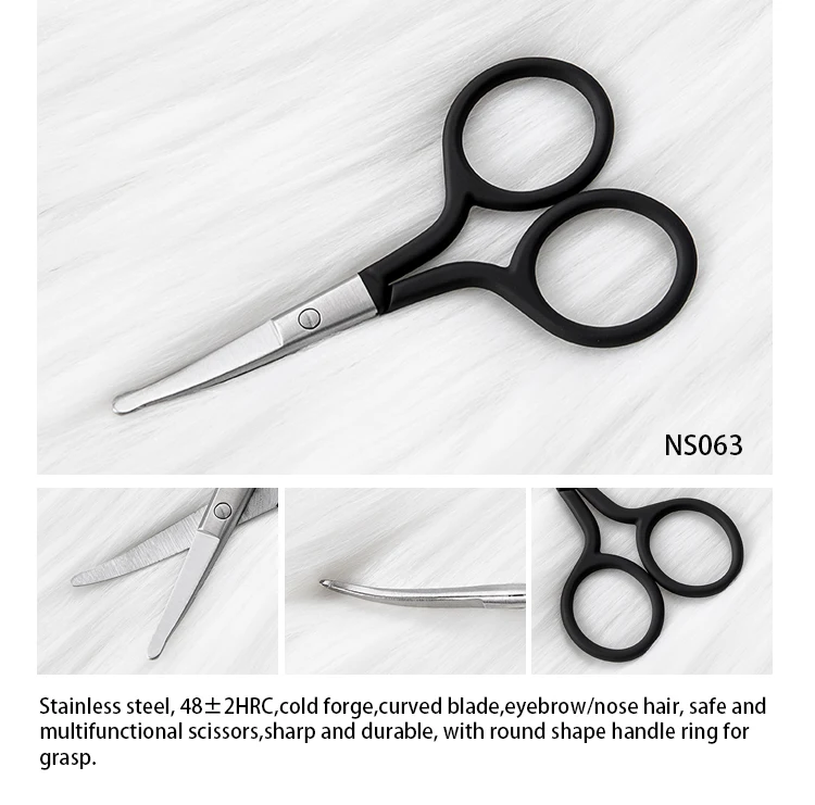 Eliter Hot Sell Wholesale Black Rubberized Soft Touch Stainless Steel Scissor Manicure Tips Cutter Scissors Round Tip