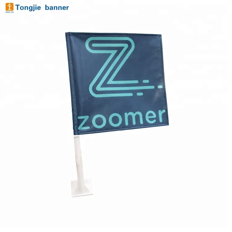 Plastic FlagPole With Polyester Flag And Hanging Style Window Car Flag