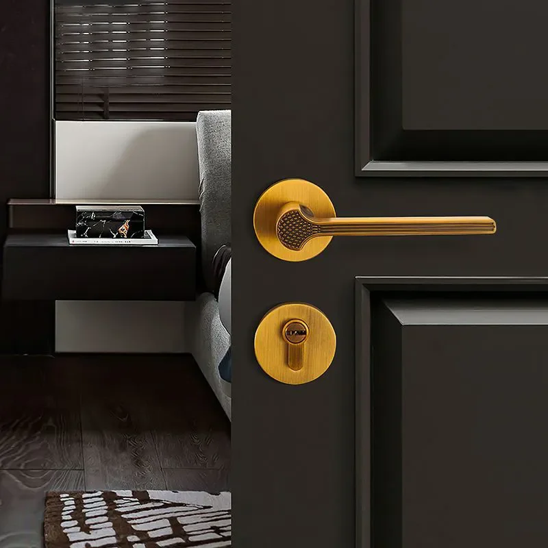 Factory Supplier European Style Gold Brass Interior Wooden Doors Lock Luxury Door Handle