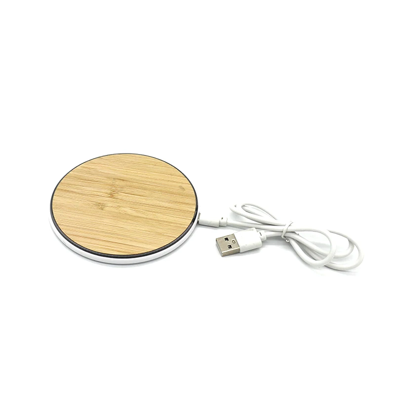 New Design 5W round Shape ABS and Bamboo Qi Wireless Phone Charger Innovative Chargers & Adapters Category