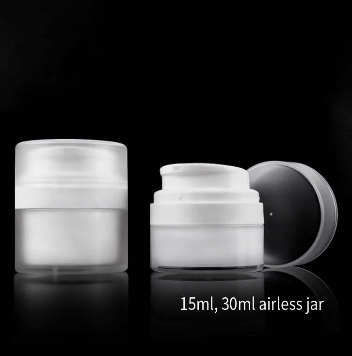 15ml 30ml plastic pump container frosted surface airless cosmetic cream jar