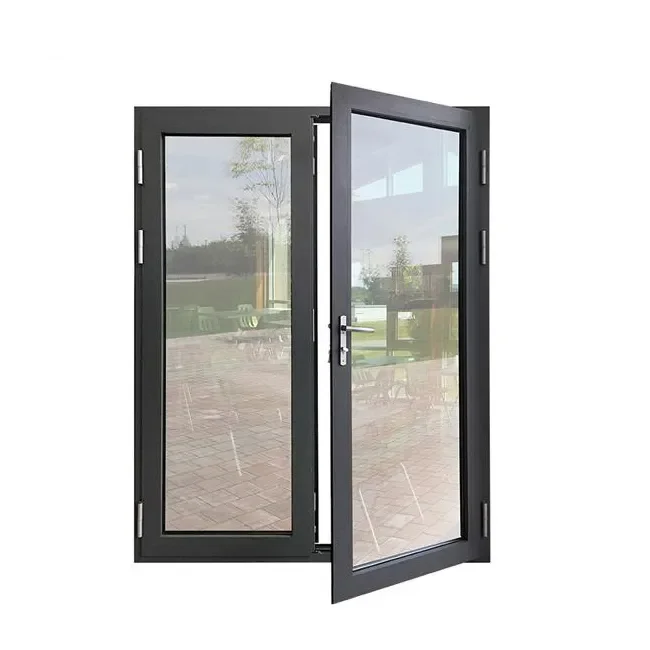 Modern Exterior Door Aluminum Casement Door Villa Apartment House Front Entry Tempered Glass Doors
