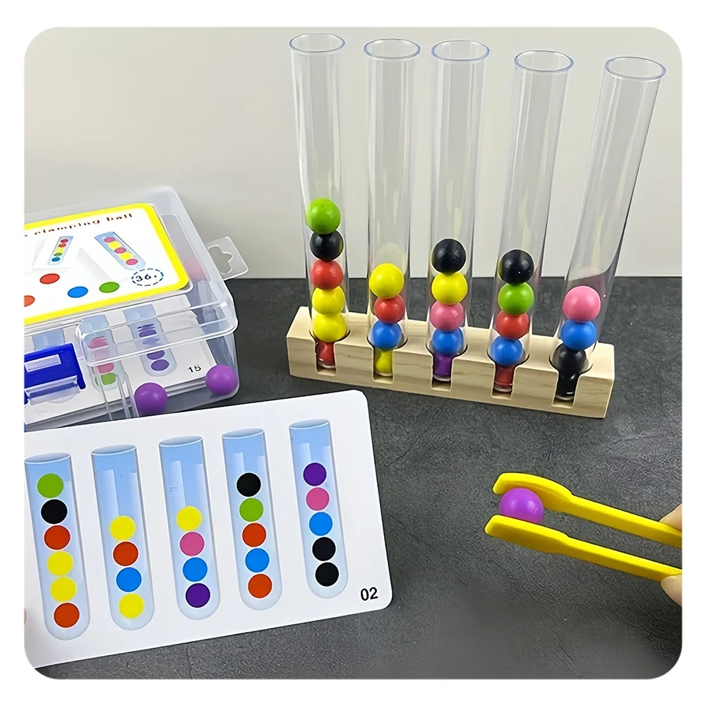 Wooden Early Education Children Tube Bead Color Cognition Parent-child Exercise Hand-eye Coordination Education