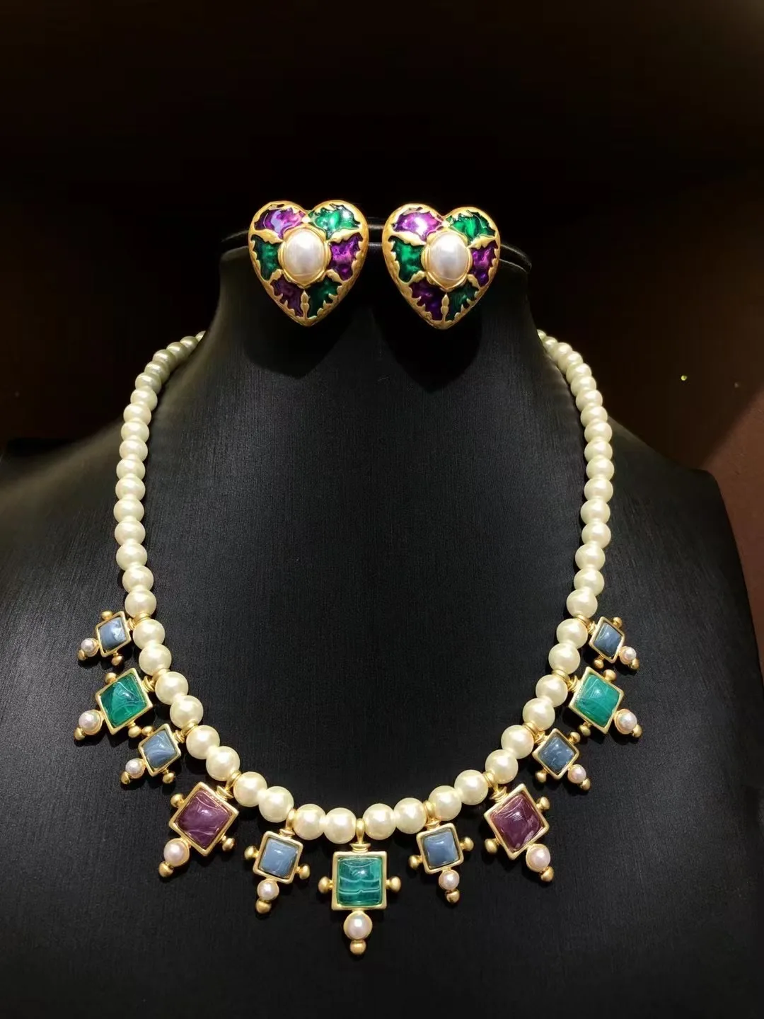 Vintage Silver and Copper Jewelry with Gold and Silver Plating Elegant Necklace and Earring Sets for Wedding Party Anniversary